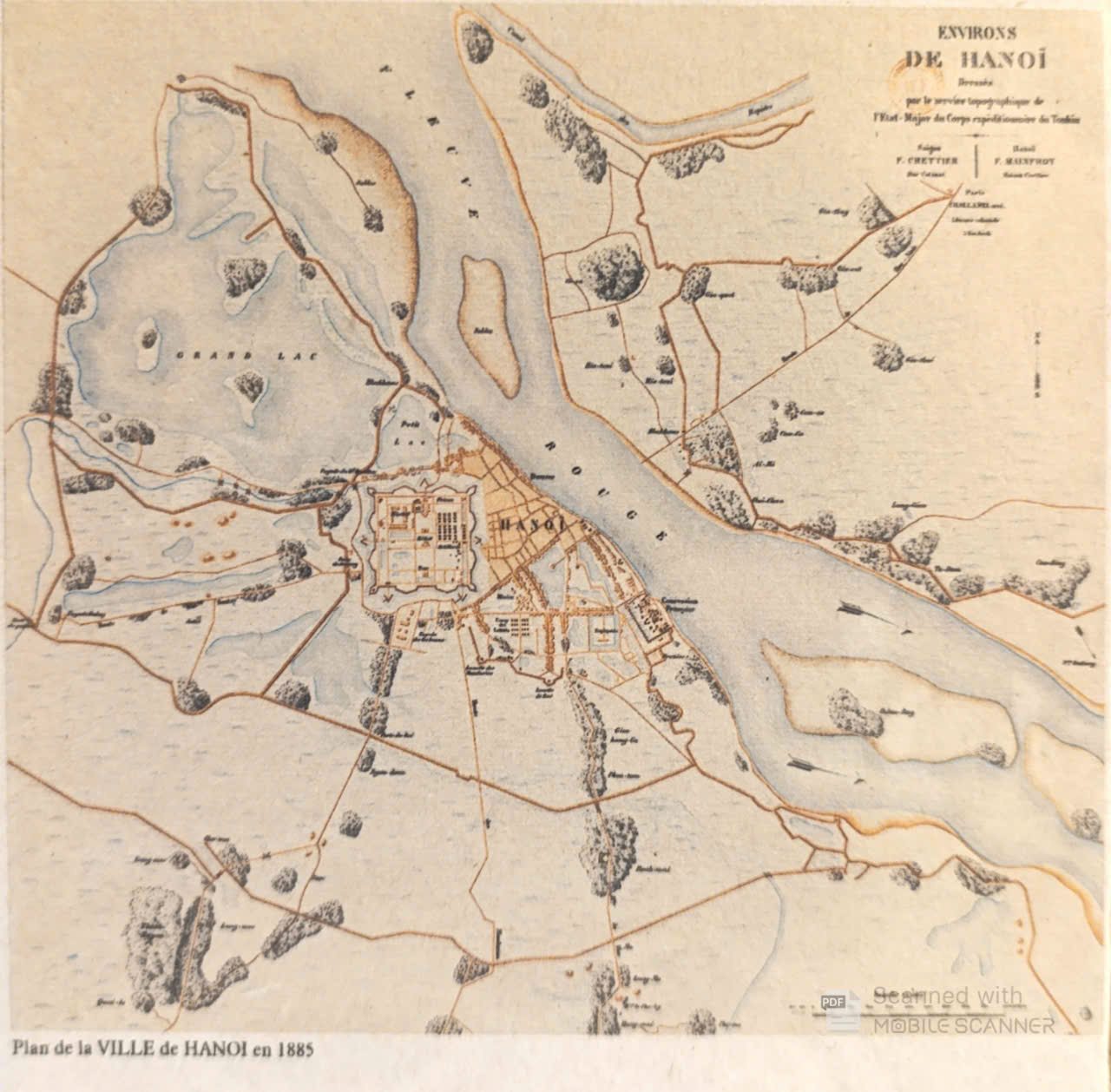 Poster on Dó lụa paper - Ville de Hanoi 1885