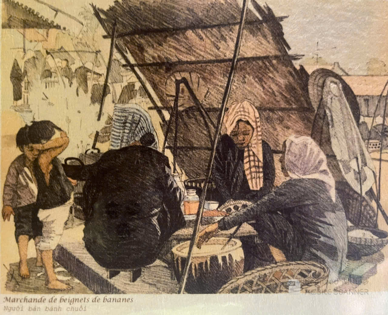 Poster on Dó lụa paper - Người bán bánh chuối
