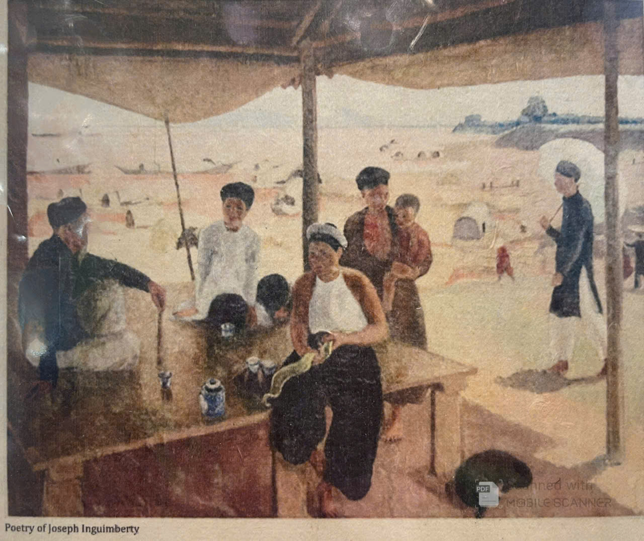 Poster on Dó lụa paper - Cảnh sinh hoạt trong cảng Hải Phòng