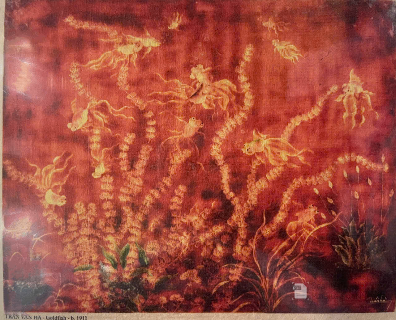 Poster on Dó lụa paper - Cá vàng - Trần Văn Hà