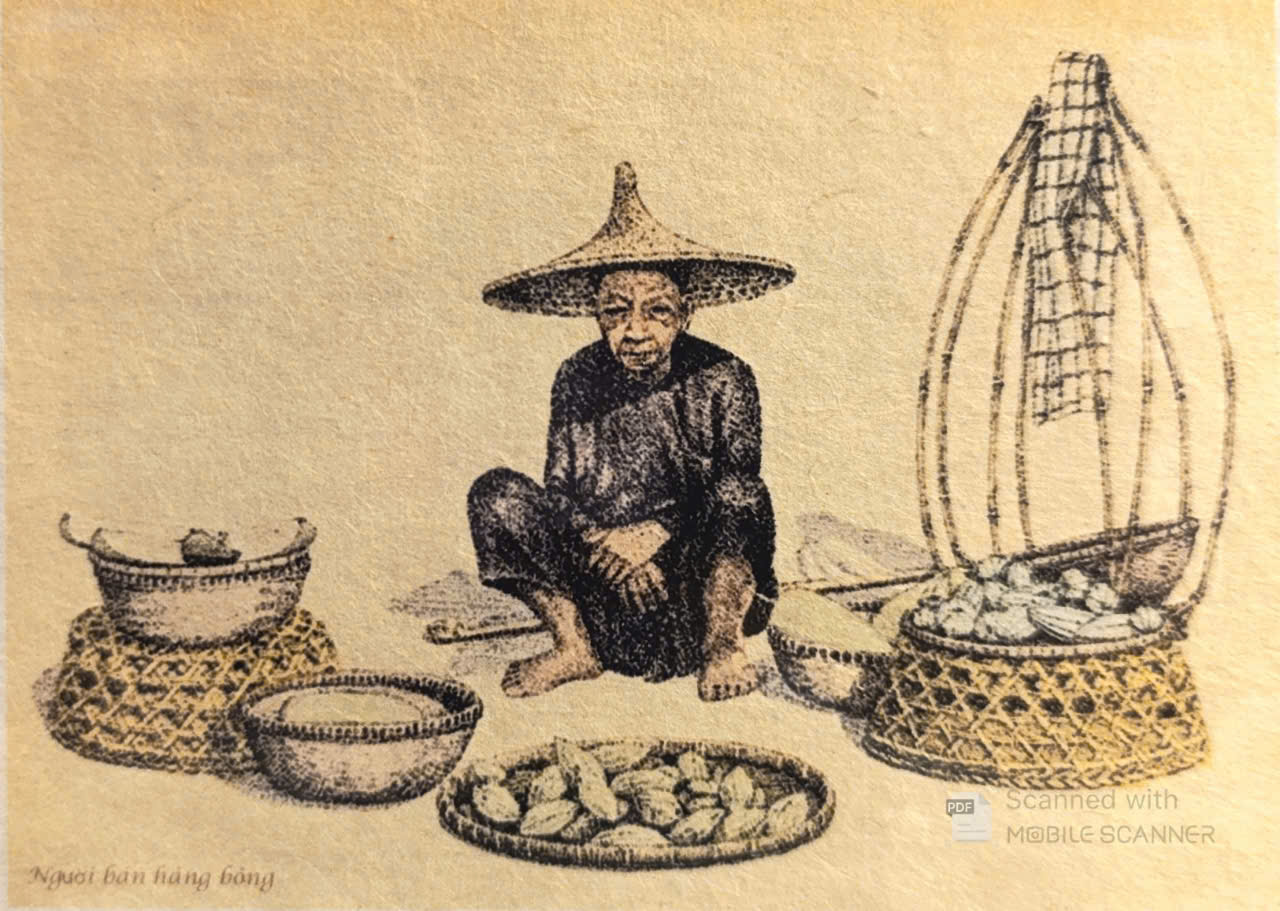 Poster on Dó lụa paper - Người bán bông gòn