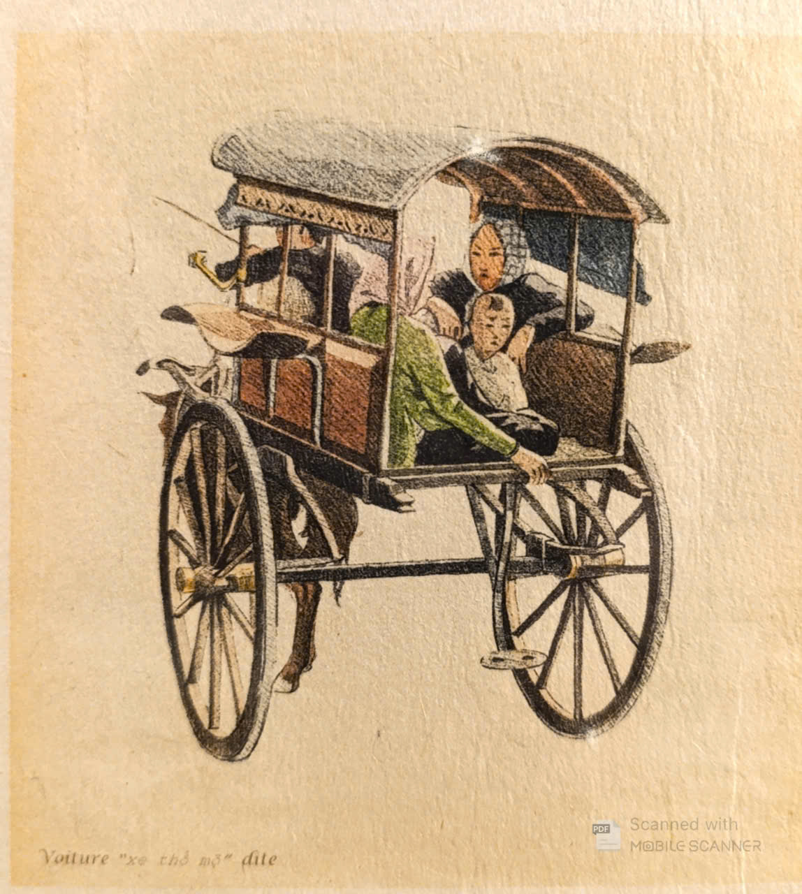 Poster on Dó lụa paper - Xe thồ mộ