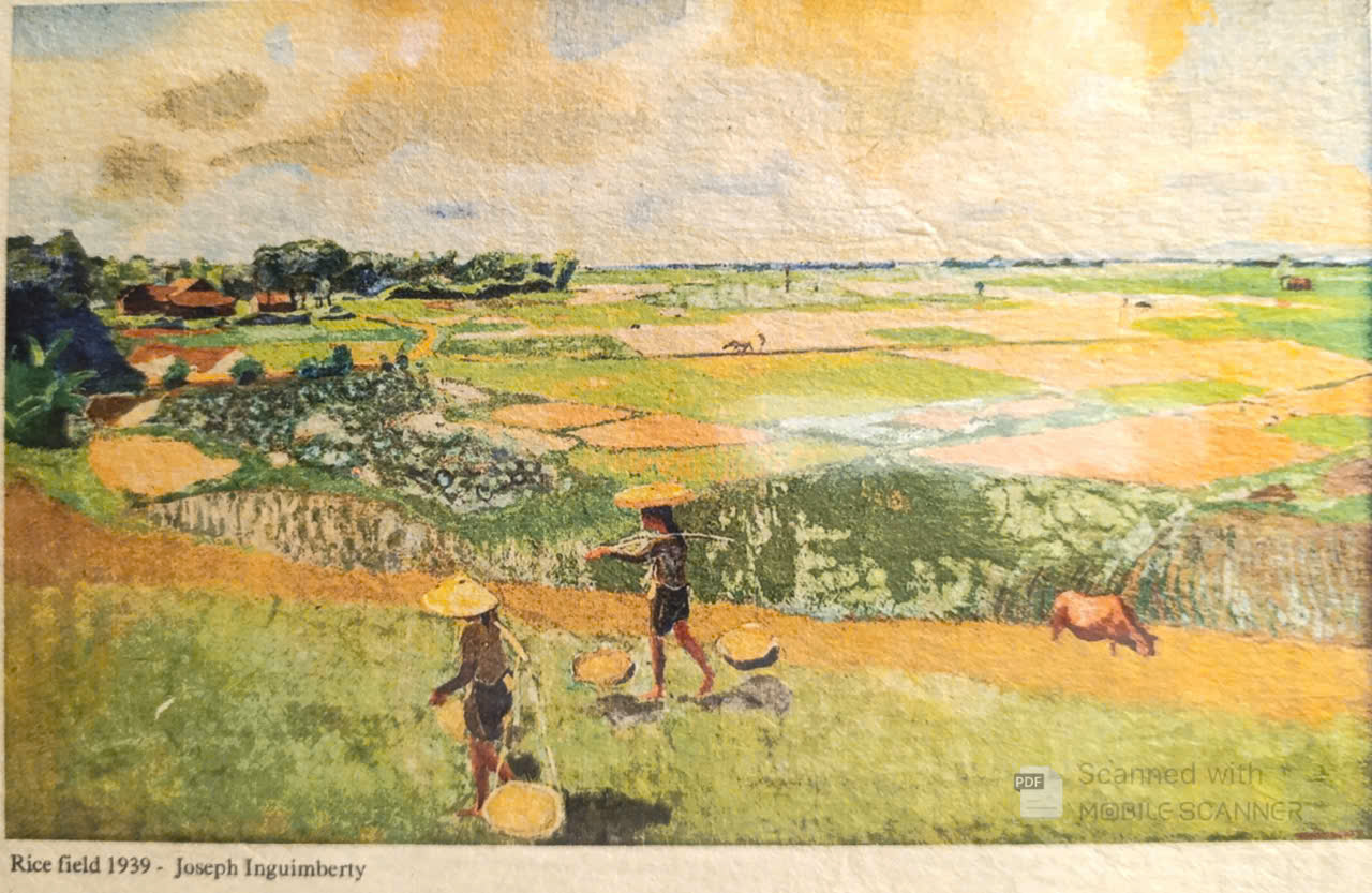 Poster on Dó lụa paper - Cánh đồng lúa 1939
