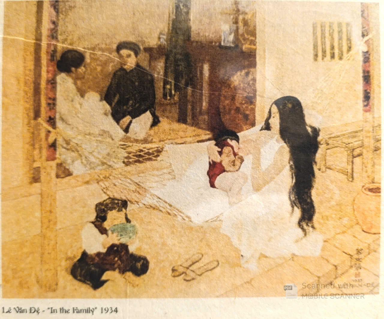 Poster on Dó lụa paper - Trong gia đình - Lê Văn Đệ