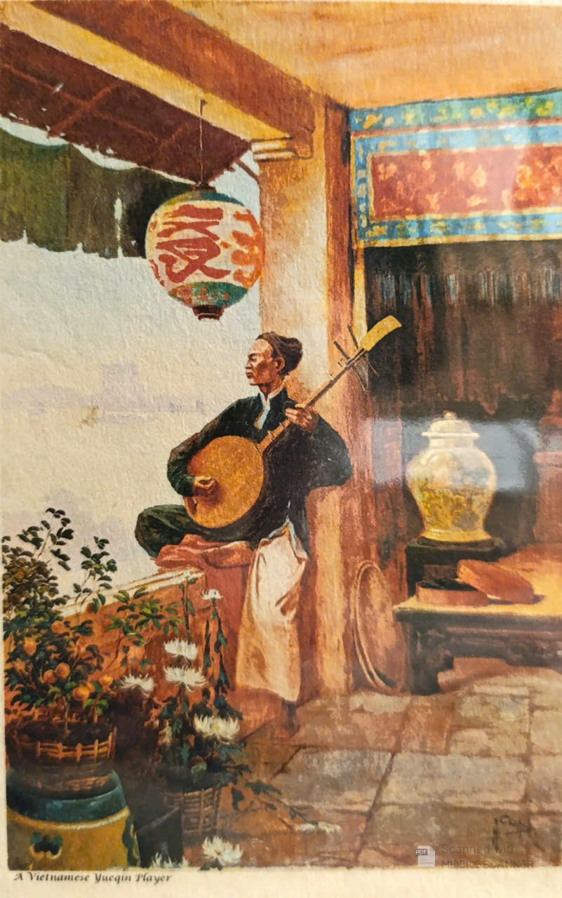 Poster on Dó lụa paper - A Vietnamese Yueqin player