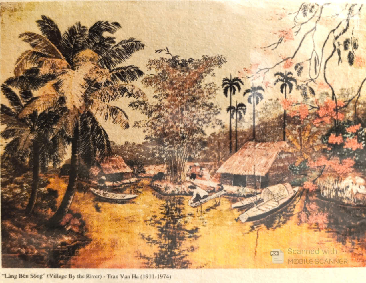 Poster on Dó lụa paper - Làng bên sông