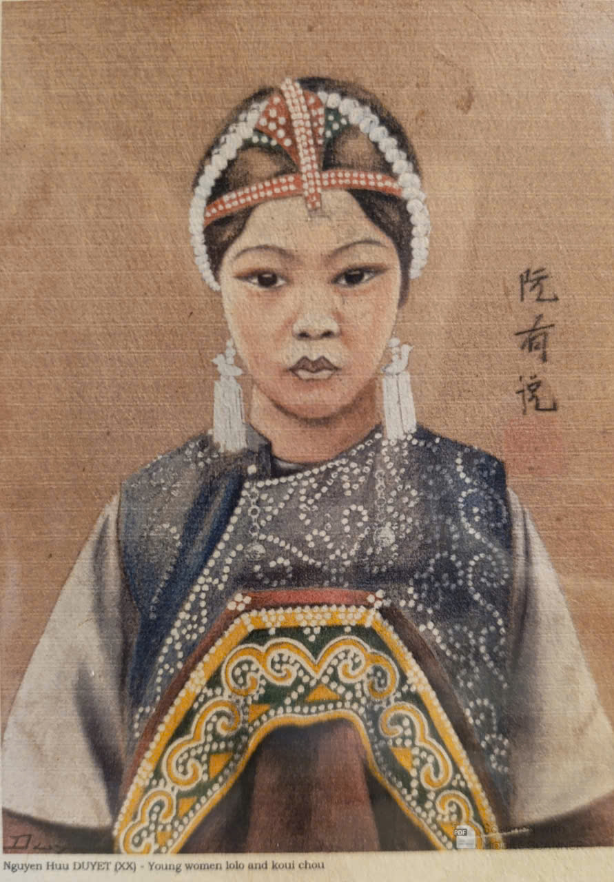 Poster on Dó lụa paper - Young women lolo and koui chou