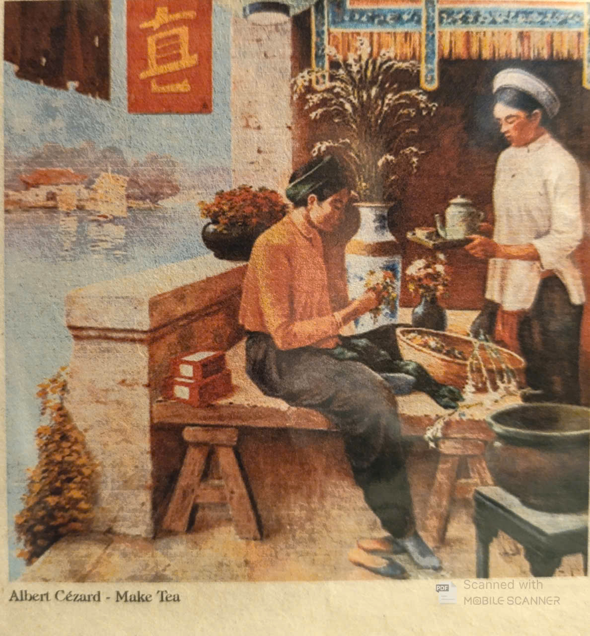Poster on Dó lụa paper - Làm trà