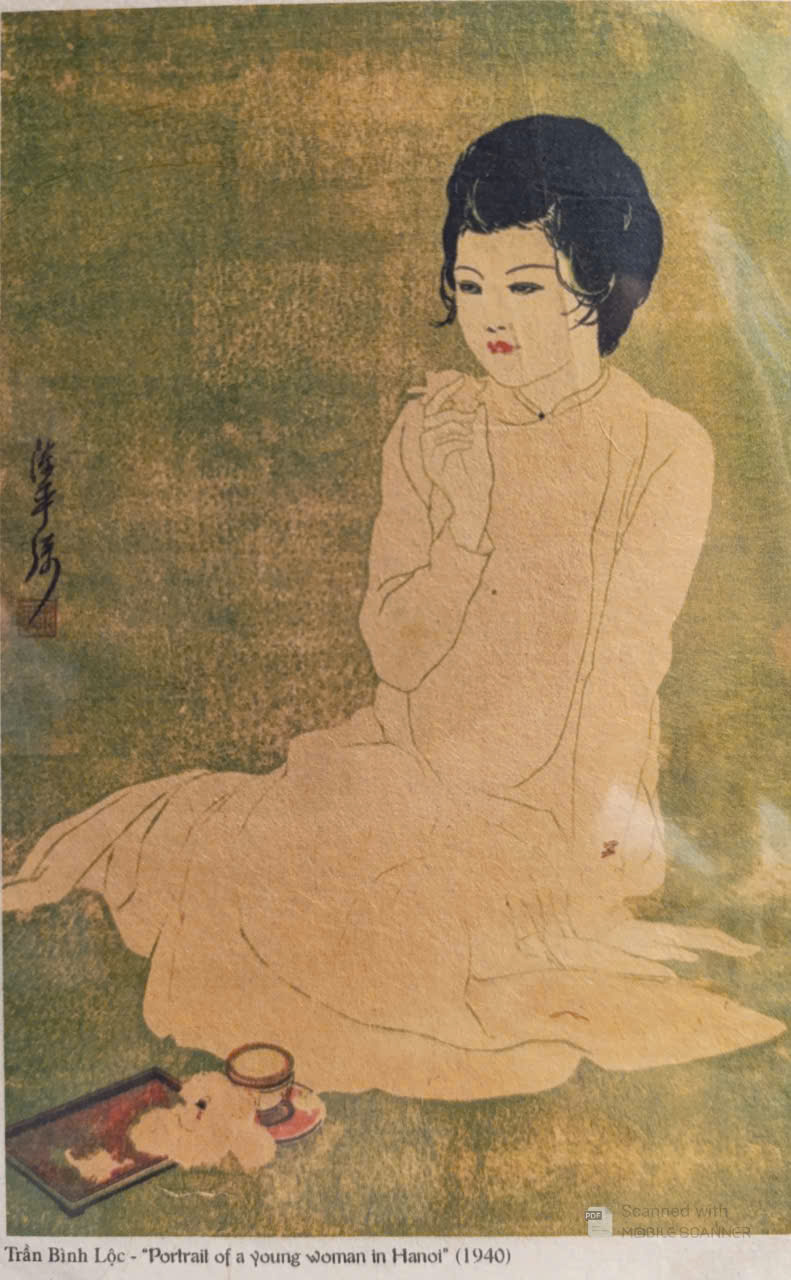 Poster on Dó lụa paper - Chân dung người phụ nữ trẻ Hà Nội