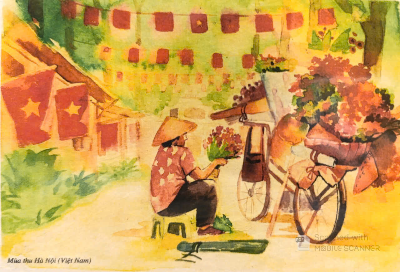 Poster on Dó lụa paper - Mùa thu Hà Nội