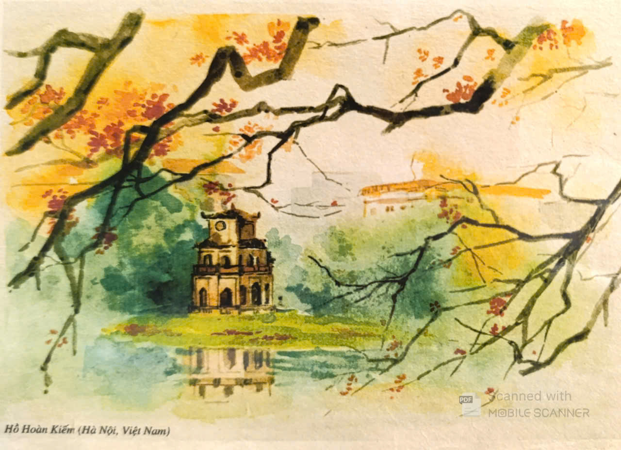 Postcard on Dó paper - Hồ Hoàn Kiếm