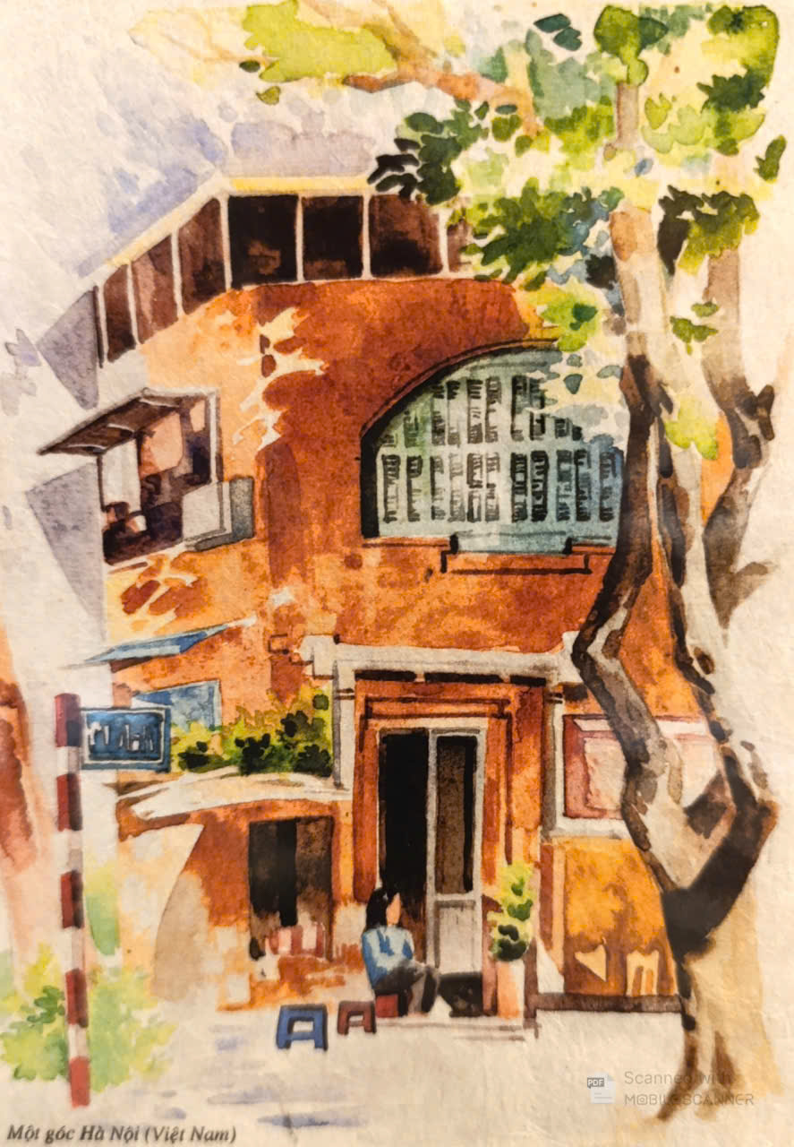 Poster on Dó lụa paper - Một góc Hà Nội