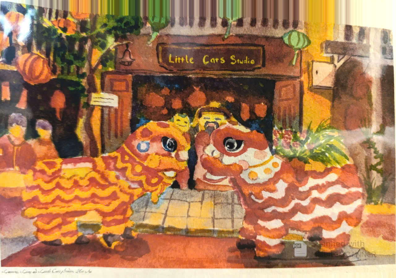Postcard on Dó paper - Littlecats studio và múa lân
