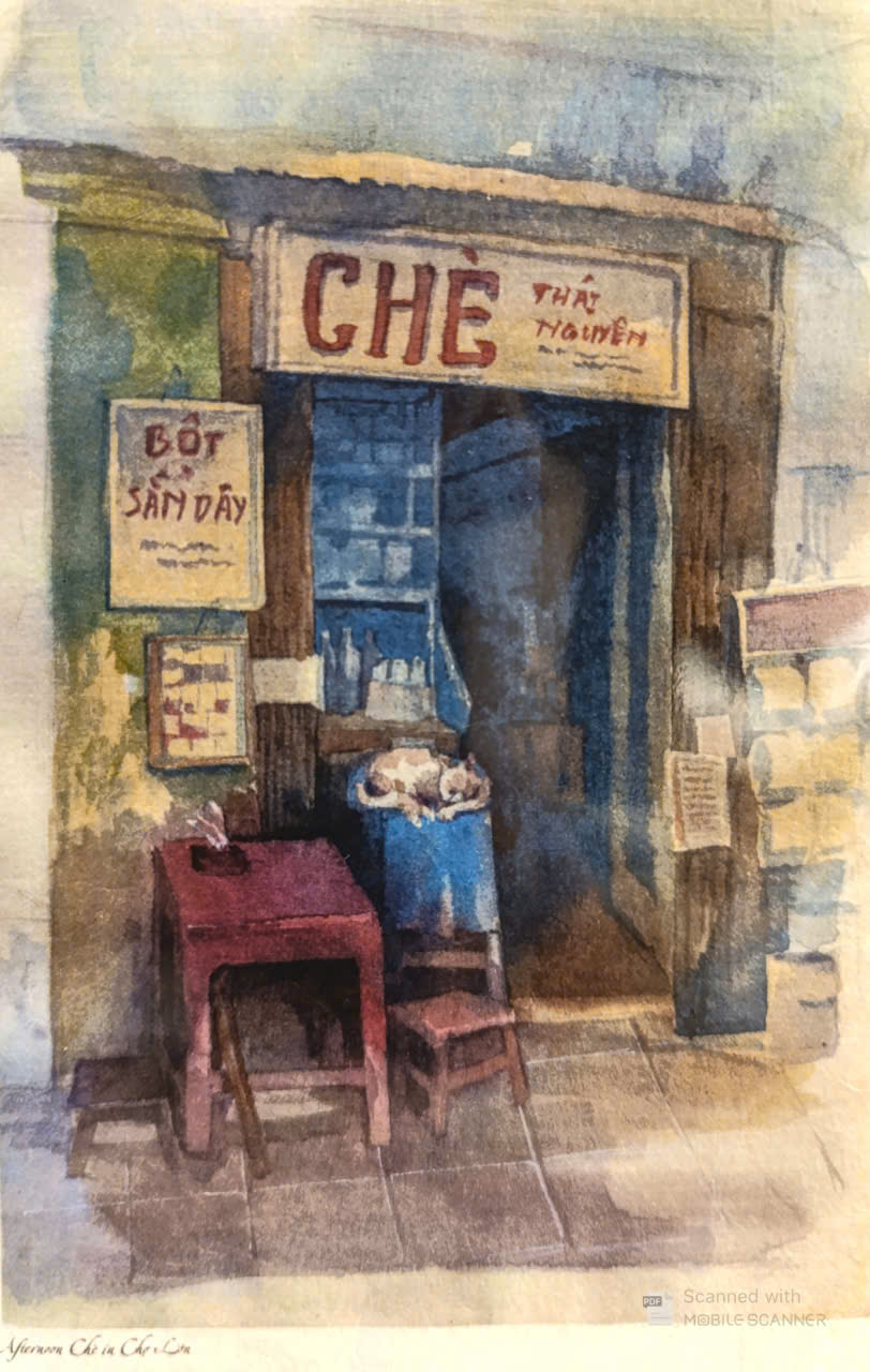 Poster on Dó lụa paper - Quán chè xưa