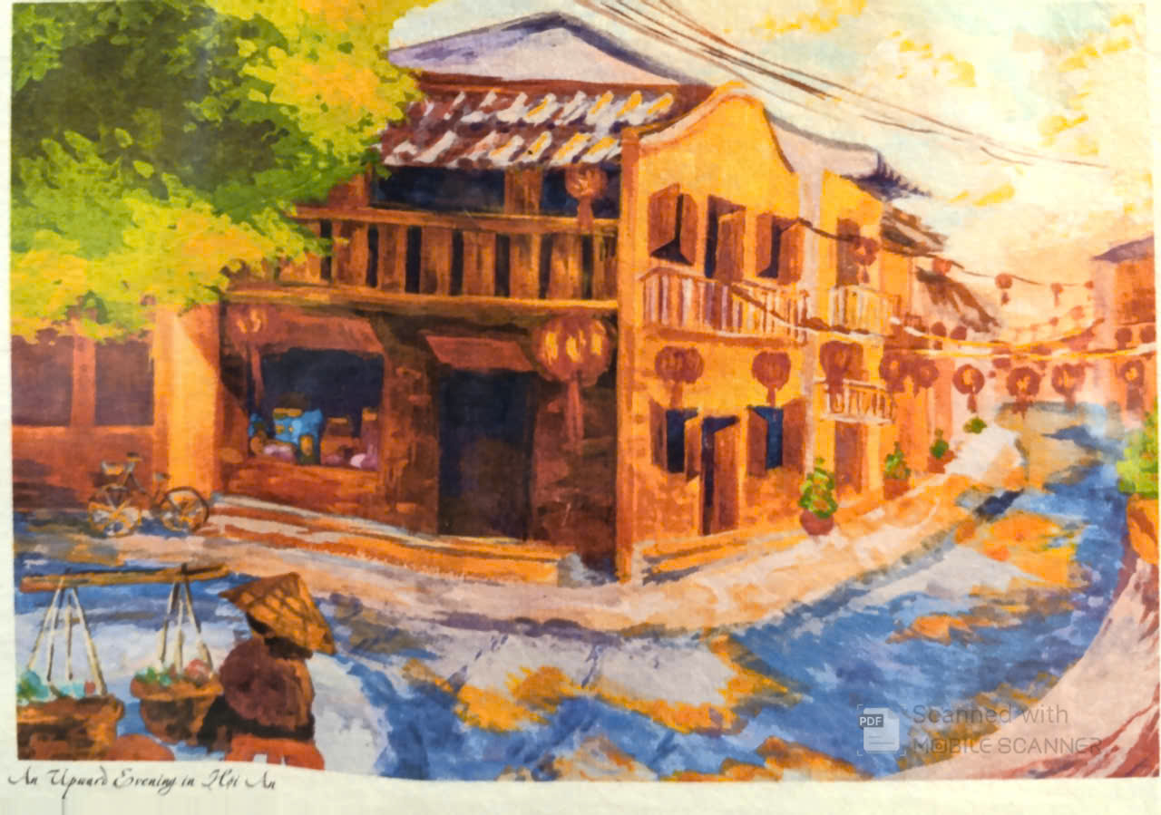 Postcard on Dó paper - Nắng chiều phố cổ