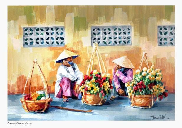 Poster on Dó lụa paper - Hai gánh - một mùa hoa