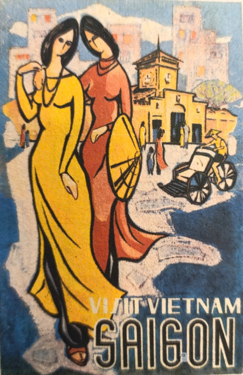 Postcard on Dó paper - Visit Saigon