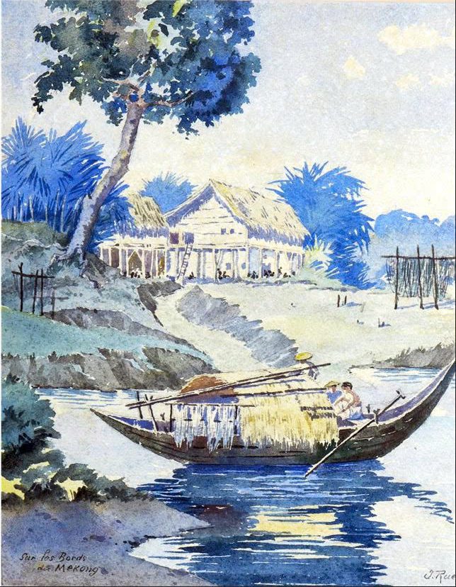 Postcard on Dó paper - Dọc bờ Mekong