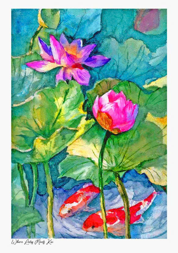 Postcard on Dó paper - Sen hồng