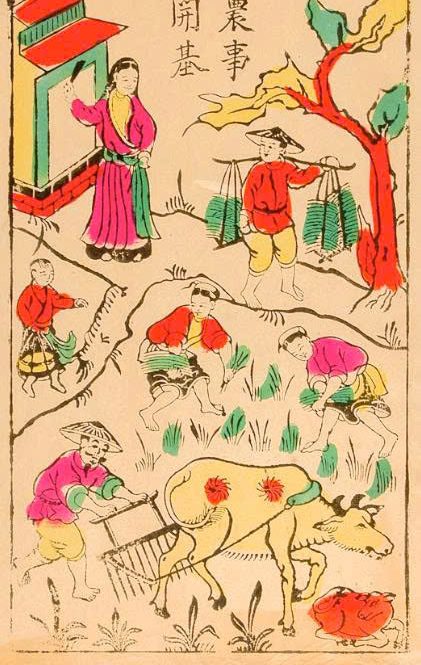 Postcard on Dó paper - Nông sự khai cơ