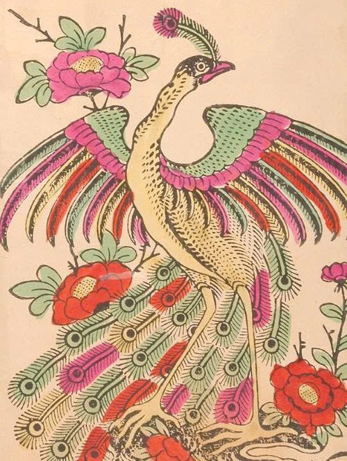 Postcard on Dó paper - Khổng tước