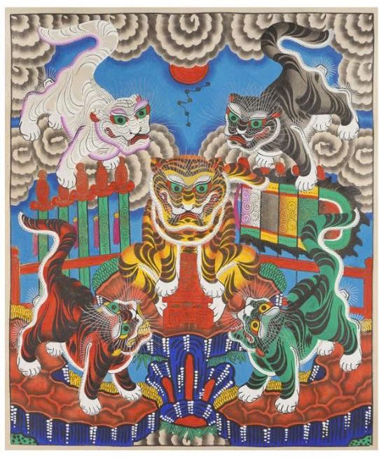 Postcard on Dó paper - Tranh ngũ hổ