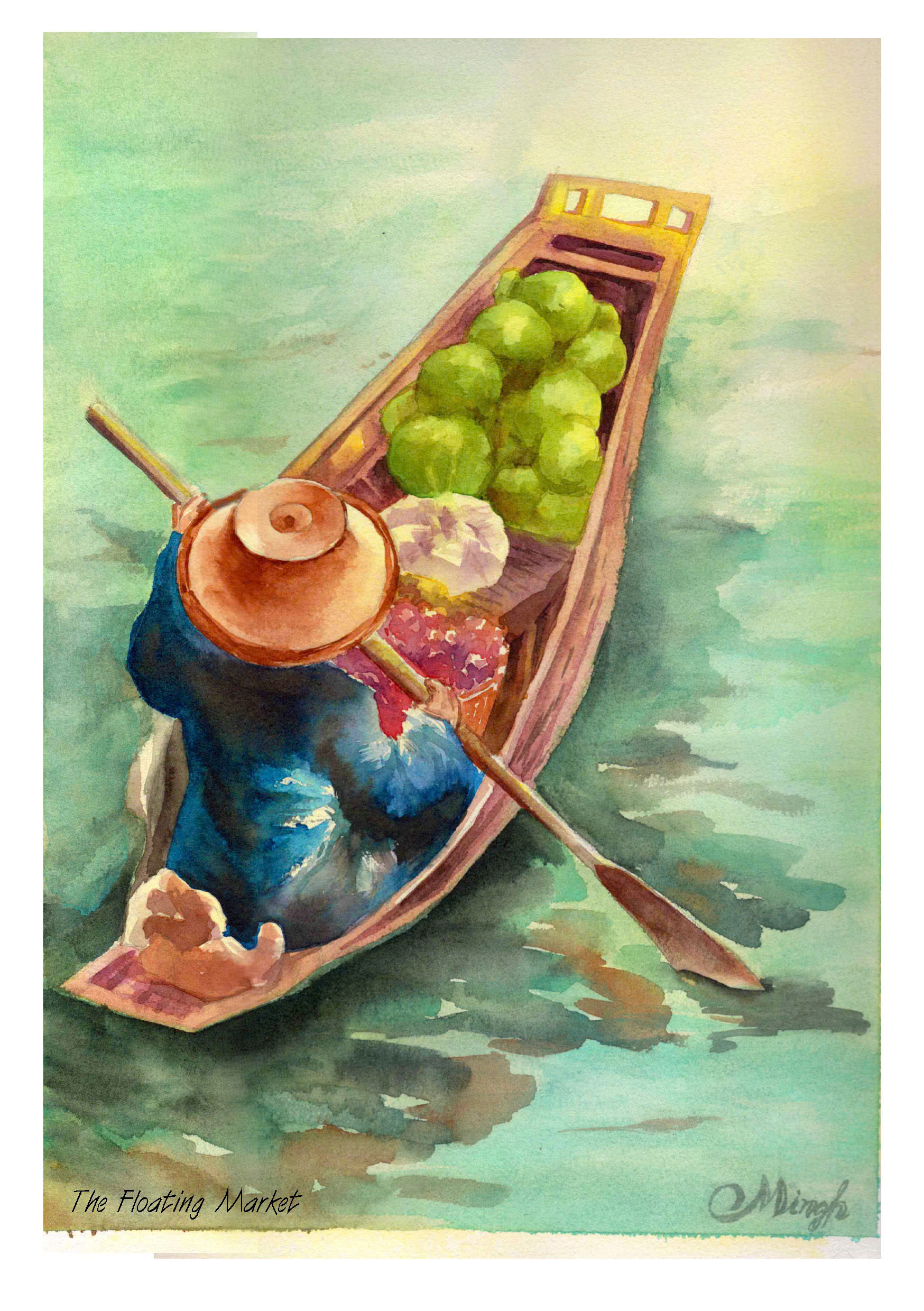 Poster on Dó lụa paper - Xuồng qua con nước