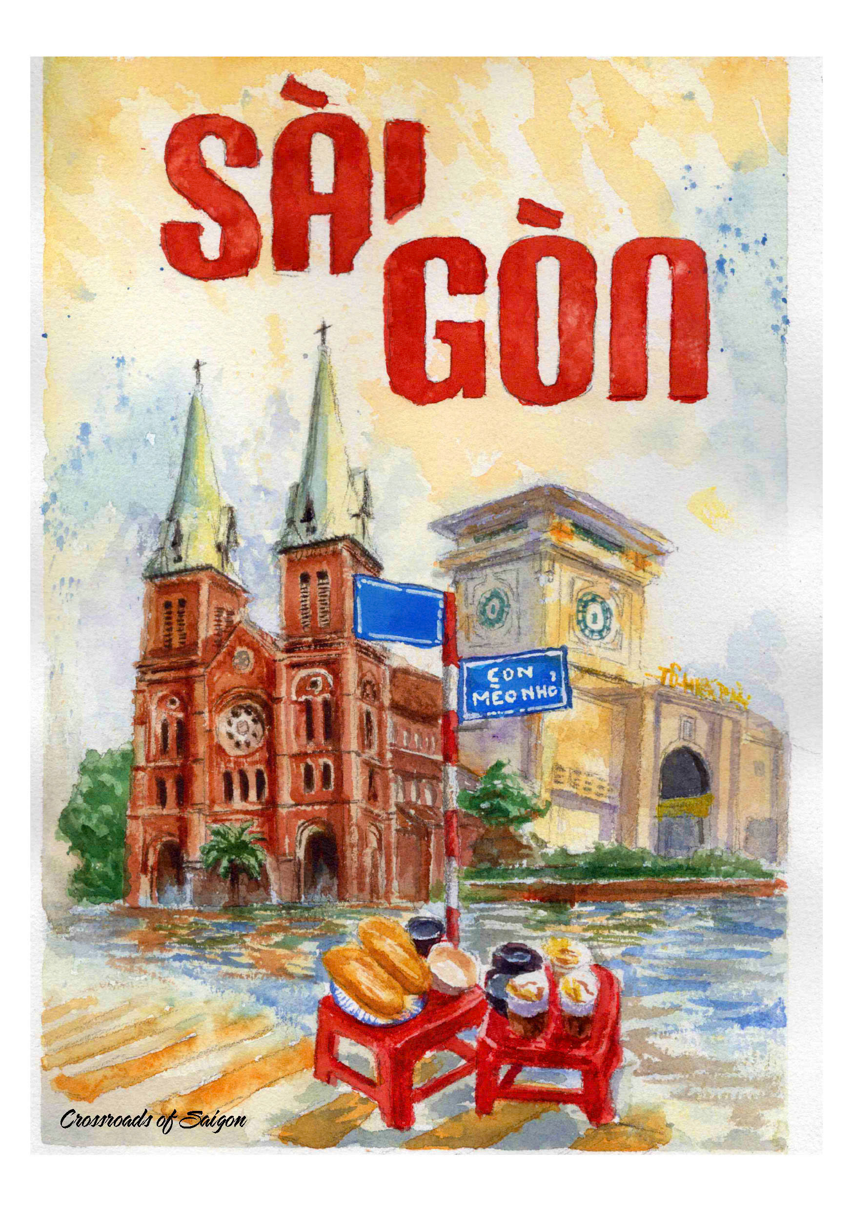 Poster on Dó lụa paper - Một góc Sài Gòn